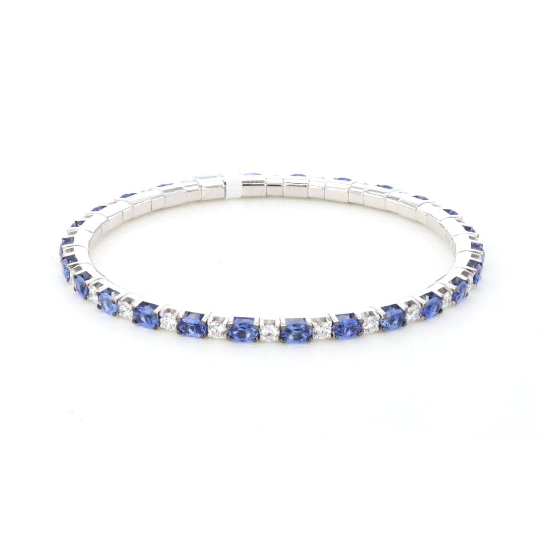Blue Sapphire & Diamond Stretch Bracelet