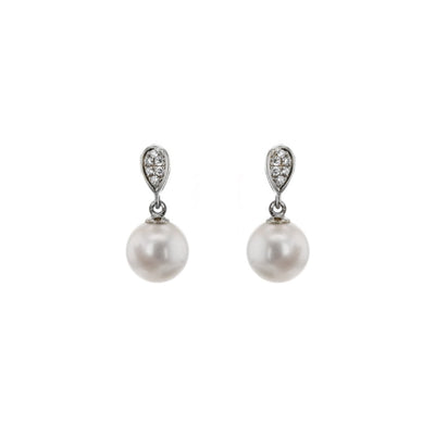 Pearl & Diamond Drop Earrings - Continental Diamond