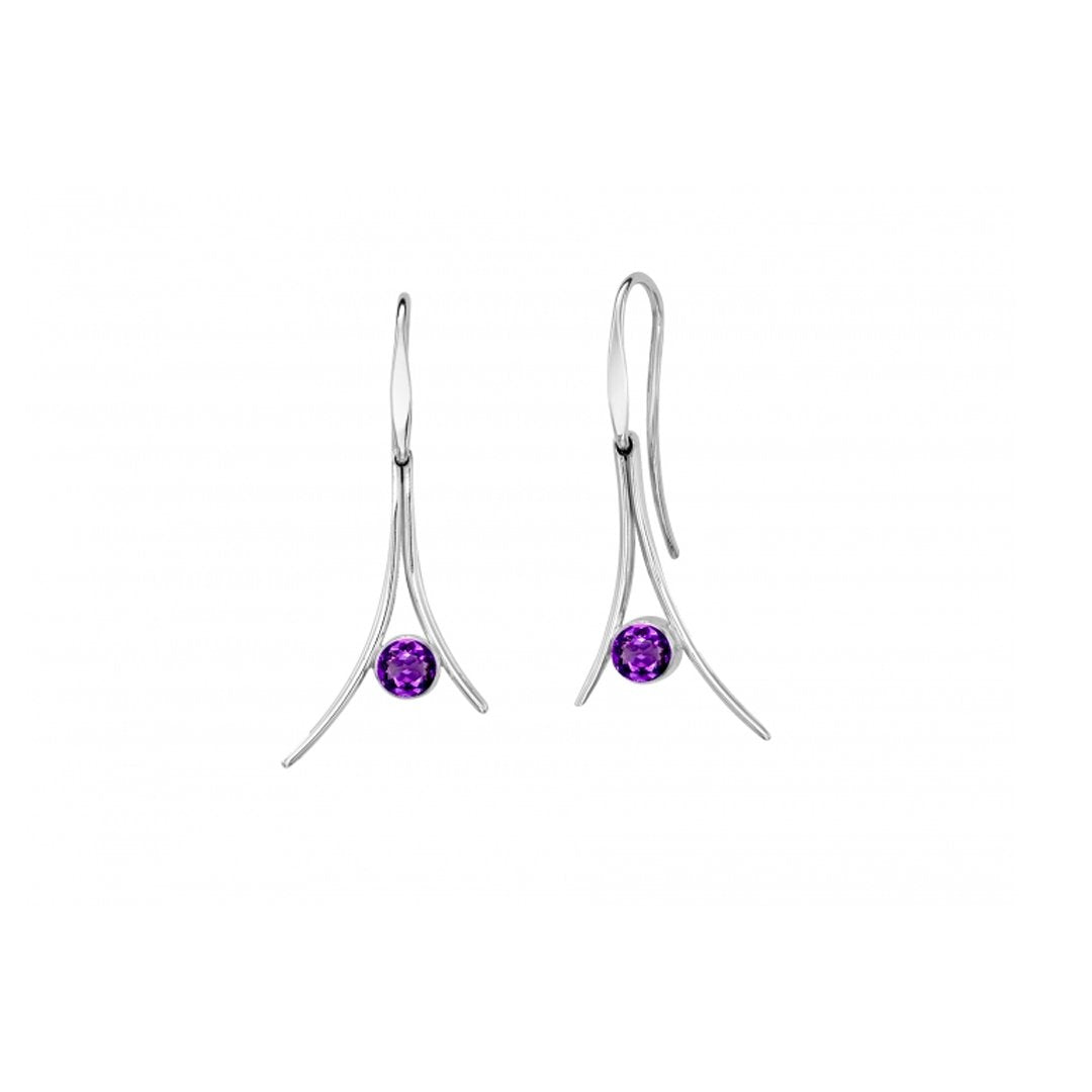 Amethyst Drop Silver Earrings - Continental Diamond