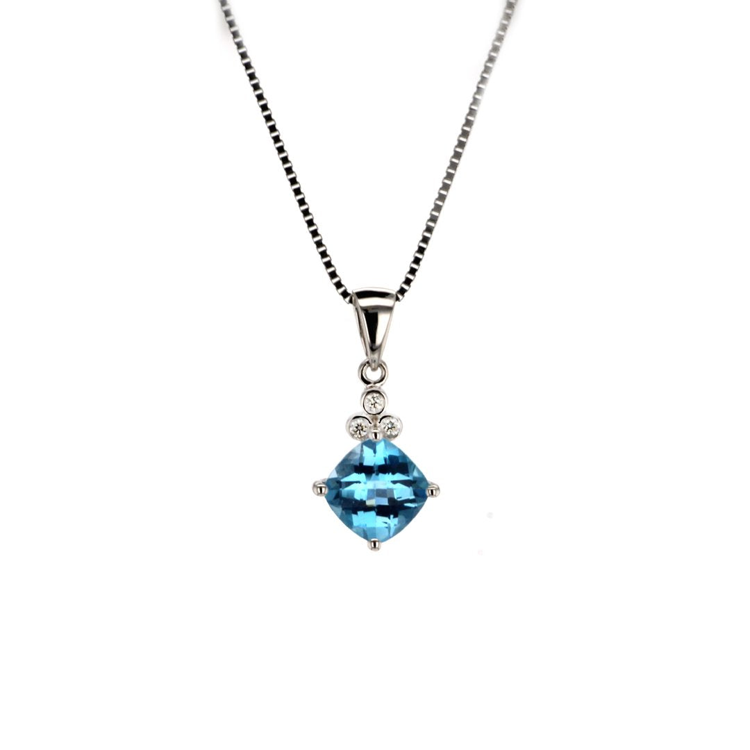 Blue Topaz & Diamond Pendant - Continental Diamond
