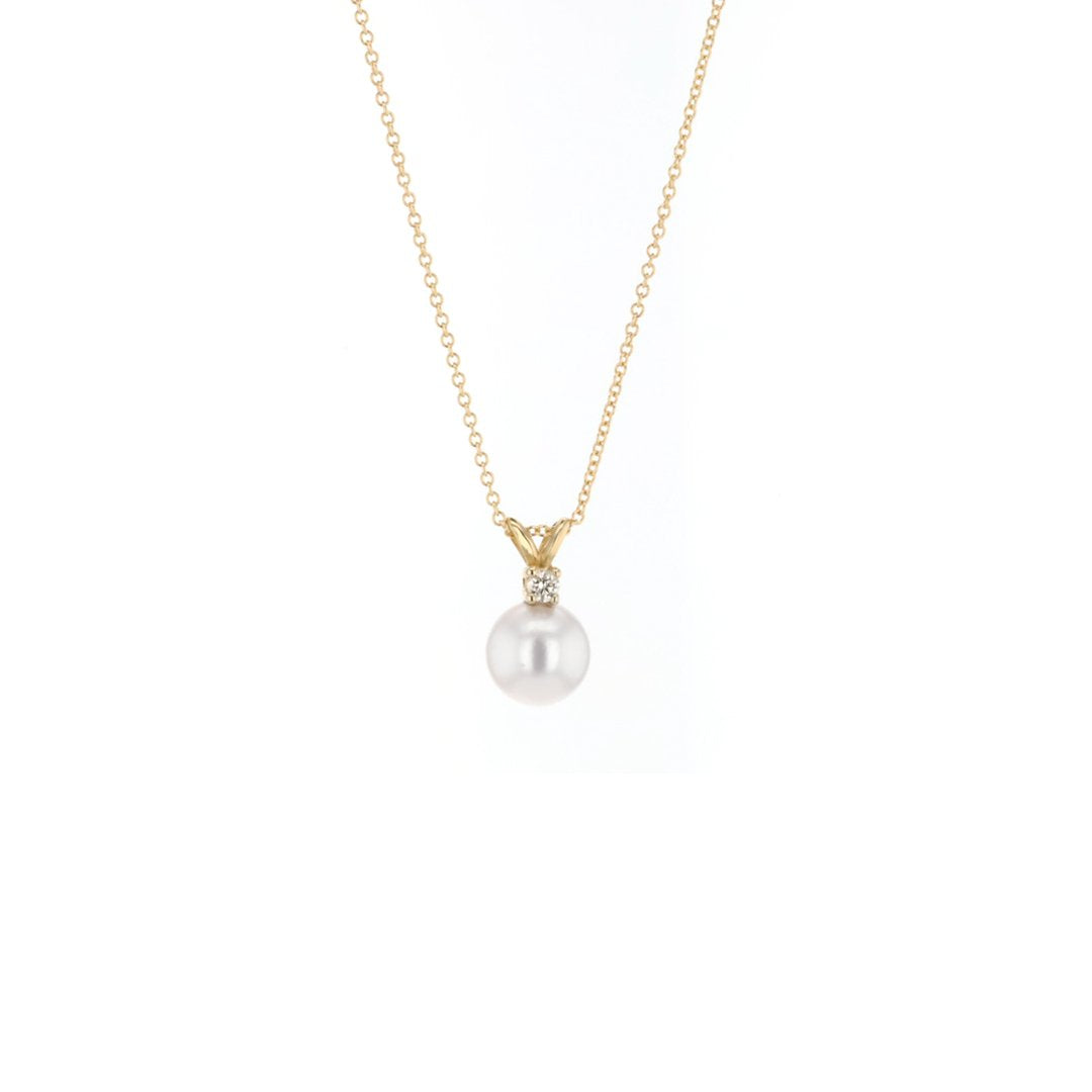 Pearl & Diamond Pendant Necklace - Continental Diamond