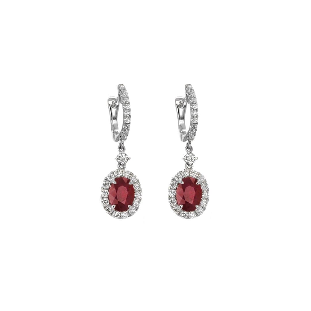 Ruby & Diamond Drop Earrings - Continental Diamond
