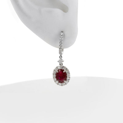 Ruby & Diamond Drop Earrings - Continental Diamond