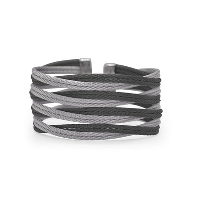 Black & Grey Cable Cuff Bracelet - Continental Diamond