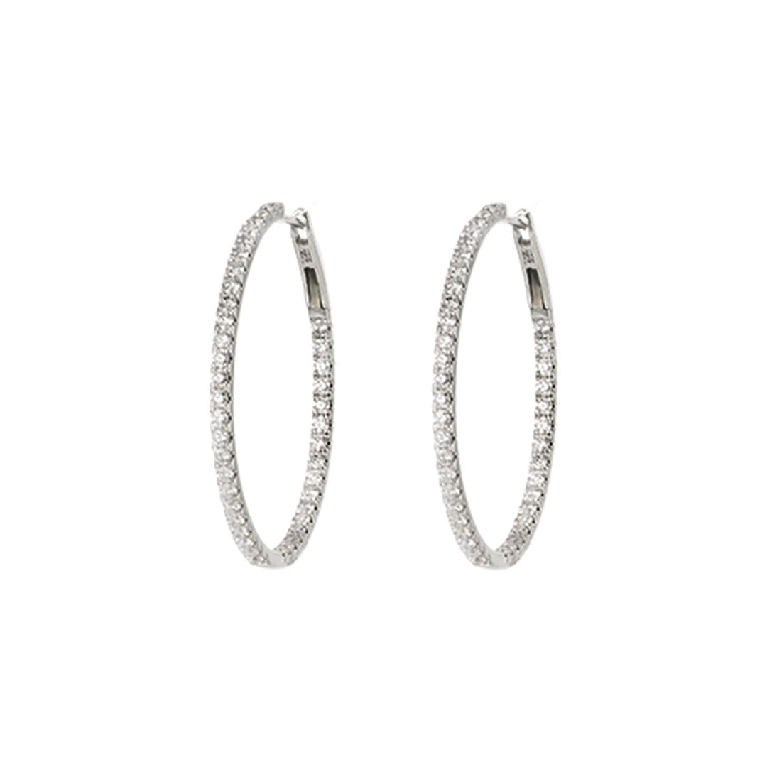 2.28 ctw Diamond 1.5" Inside-Out Hoop Earrings - Continental Diamond