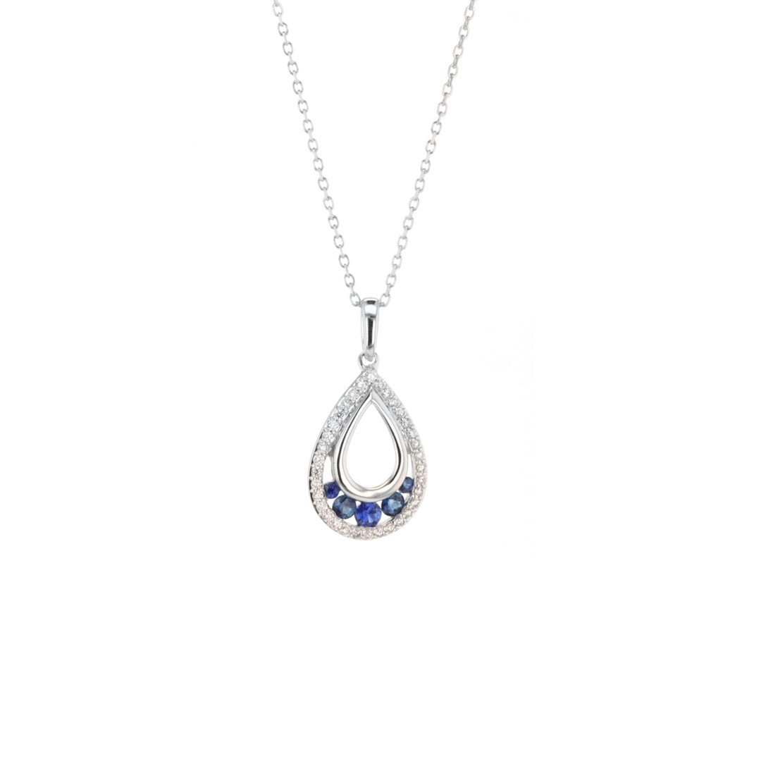 Blue Sapphire & Diamond Pendant Necklace