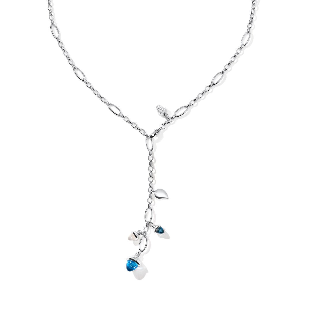 20" Blue Topaz, Moonstone & Diamond Necklace