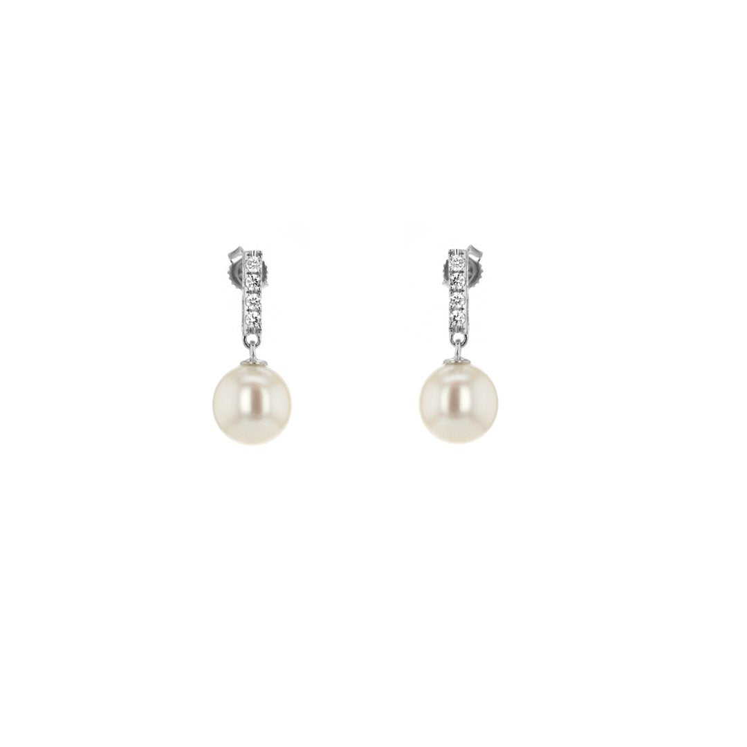Pearl & Diamond Drop Earrings - Continental Diamond