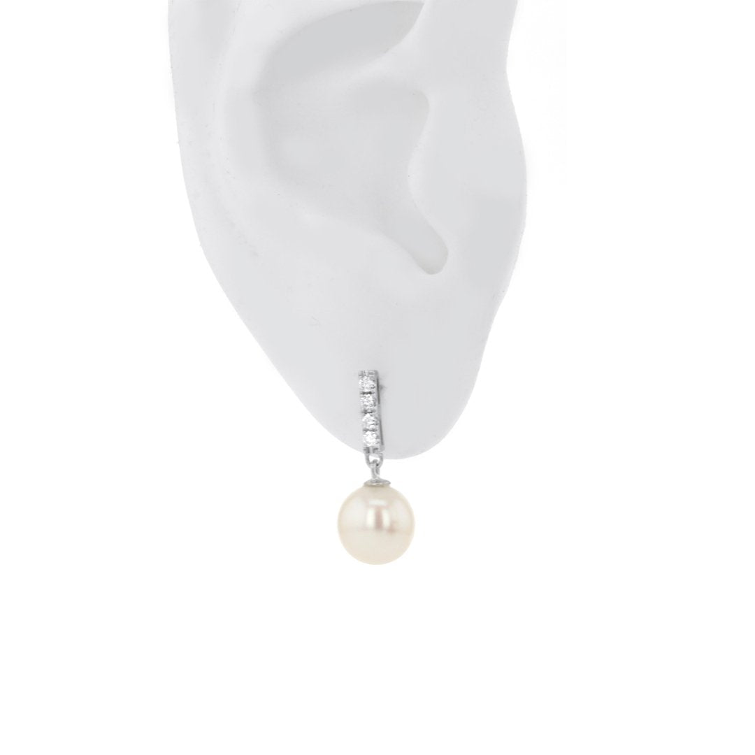 Pearl & Diamond Drop Earrings - Continental Diamond