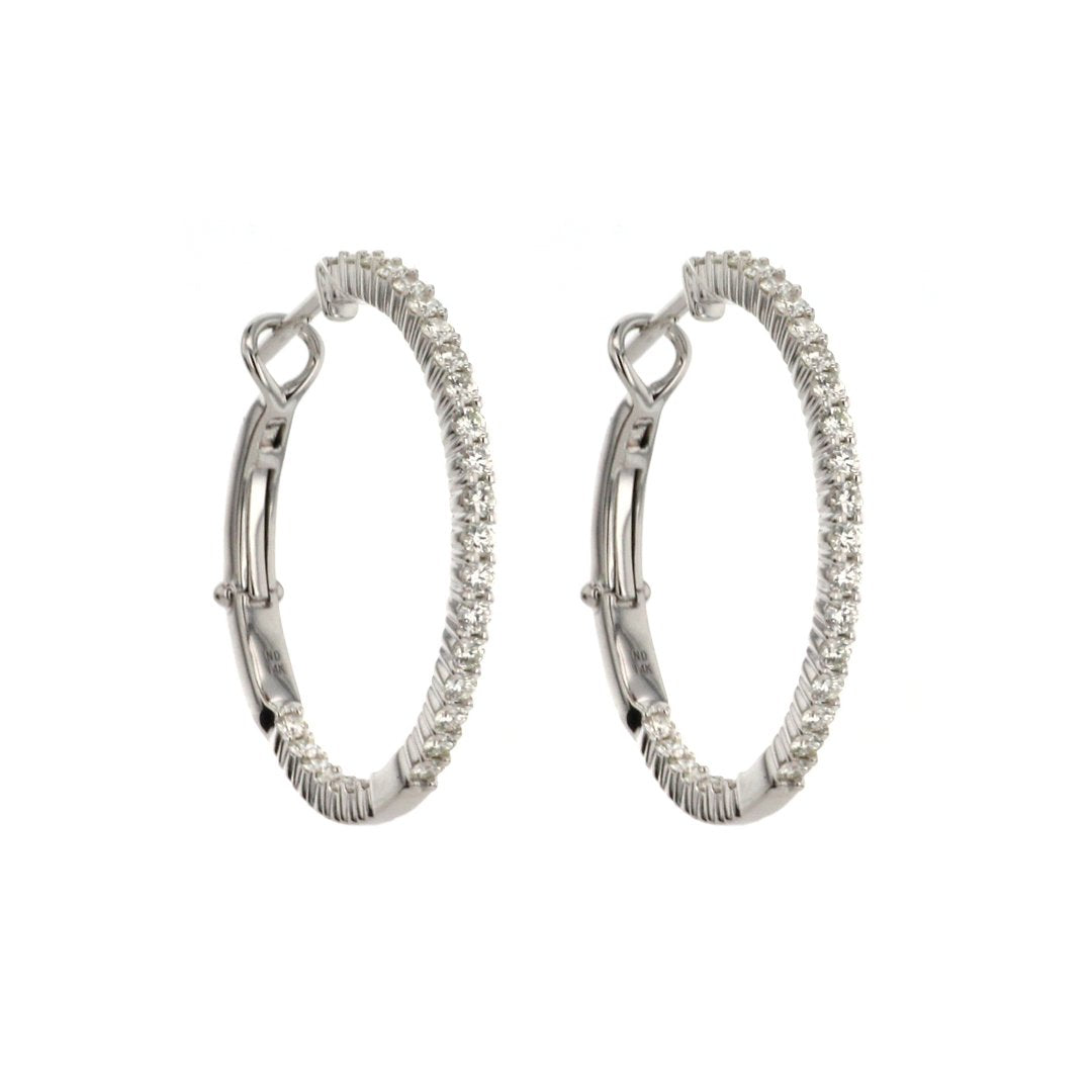 1.15 ctw Diamond 0.90" Inside-Out Hoop Earrings - Continental Diamond