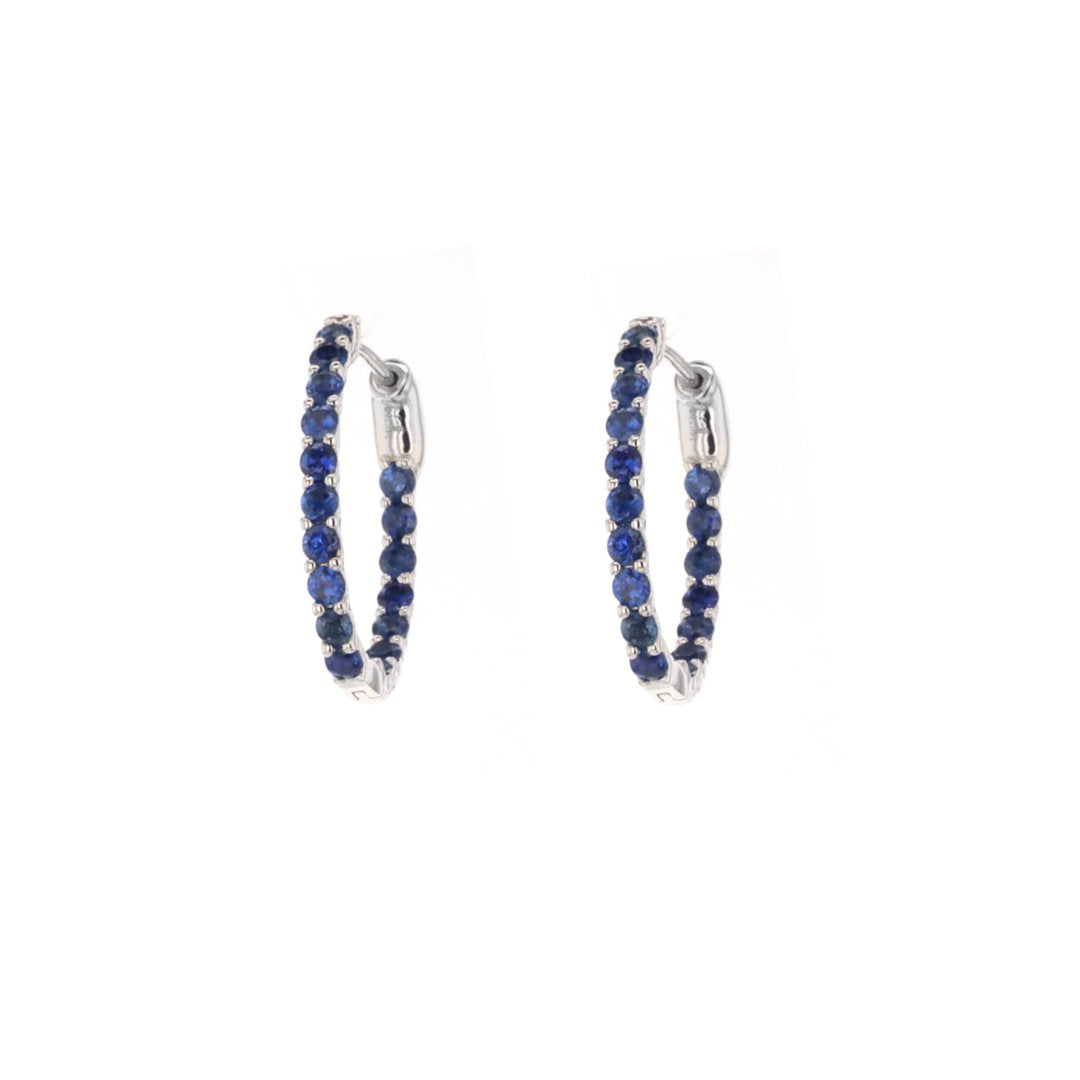 Blue Sapphire 0.75" Inside-Out Hoop Earrings