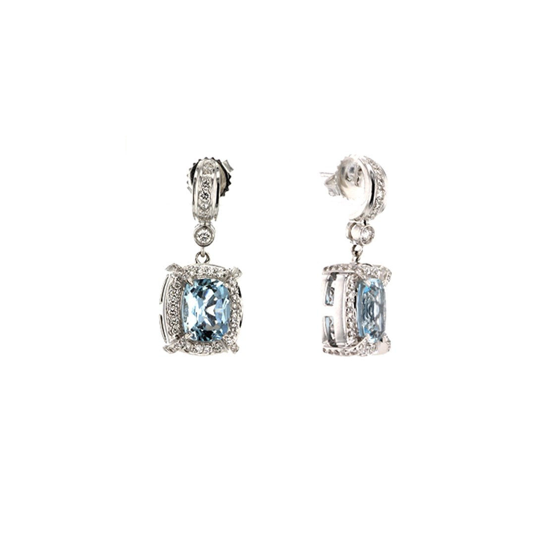 Aquamarine & Diamond Earrings - Continental Diamond