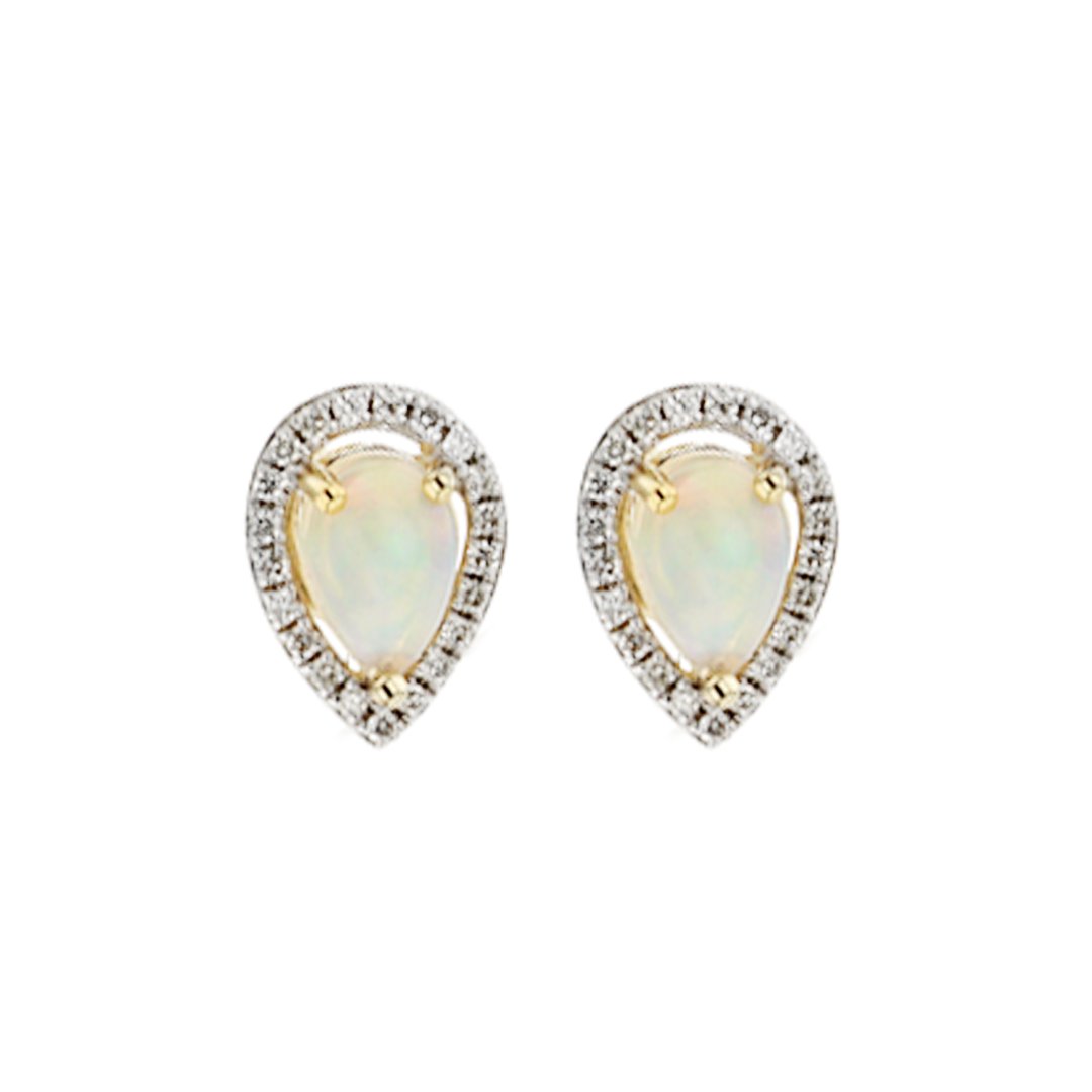 Opal & Diamond Stud Earrings