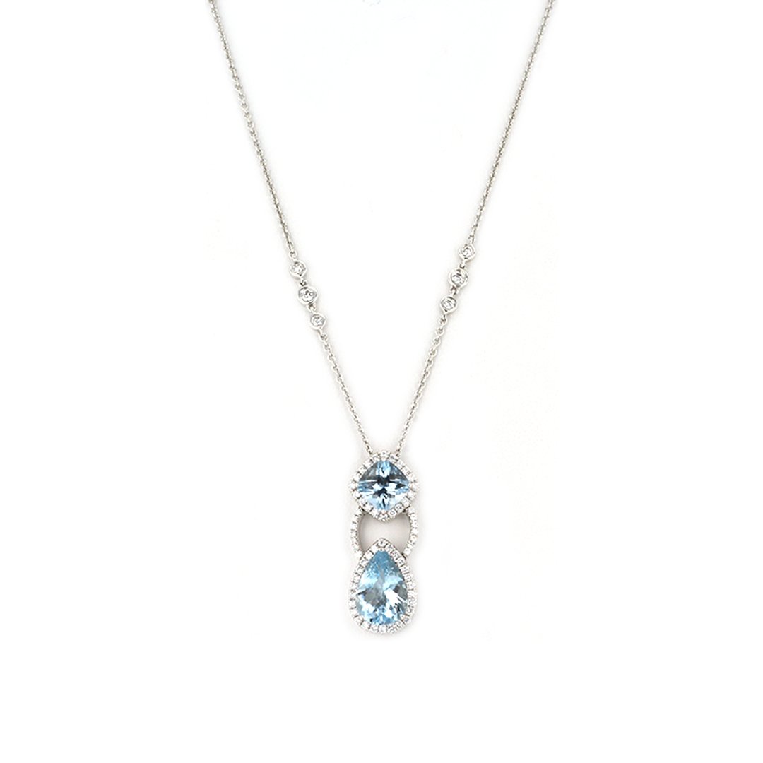 Aquamarine & Diamond Pendant - Continental Diamond