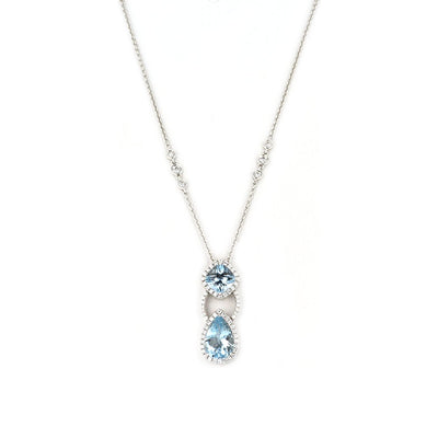Aquamarine & Diamond Pendant - Continental Diamond