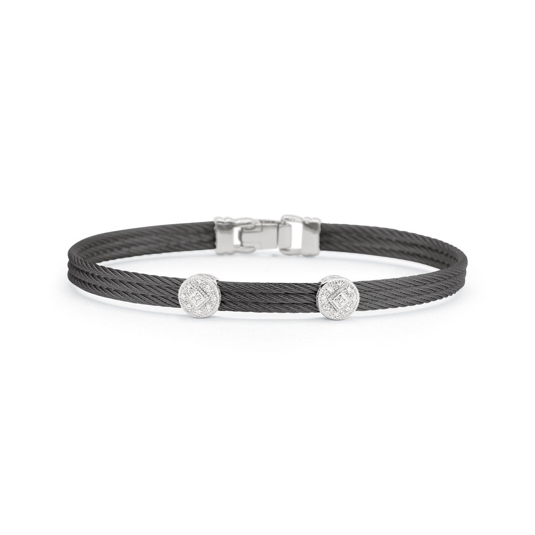 0.09 ctw Diamond Black Cable Bangle Bracelet - Continental Diamond