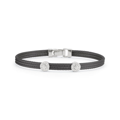 0.09 ctw Diamond Black Cable Bangle Bracelet - Continental Diamond