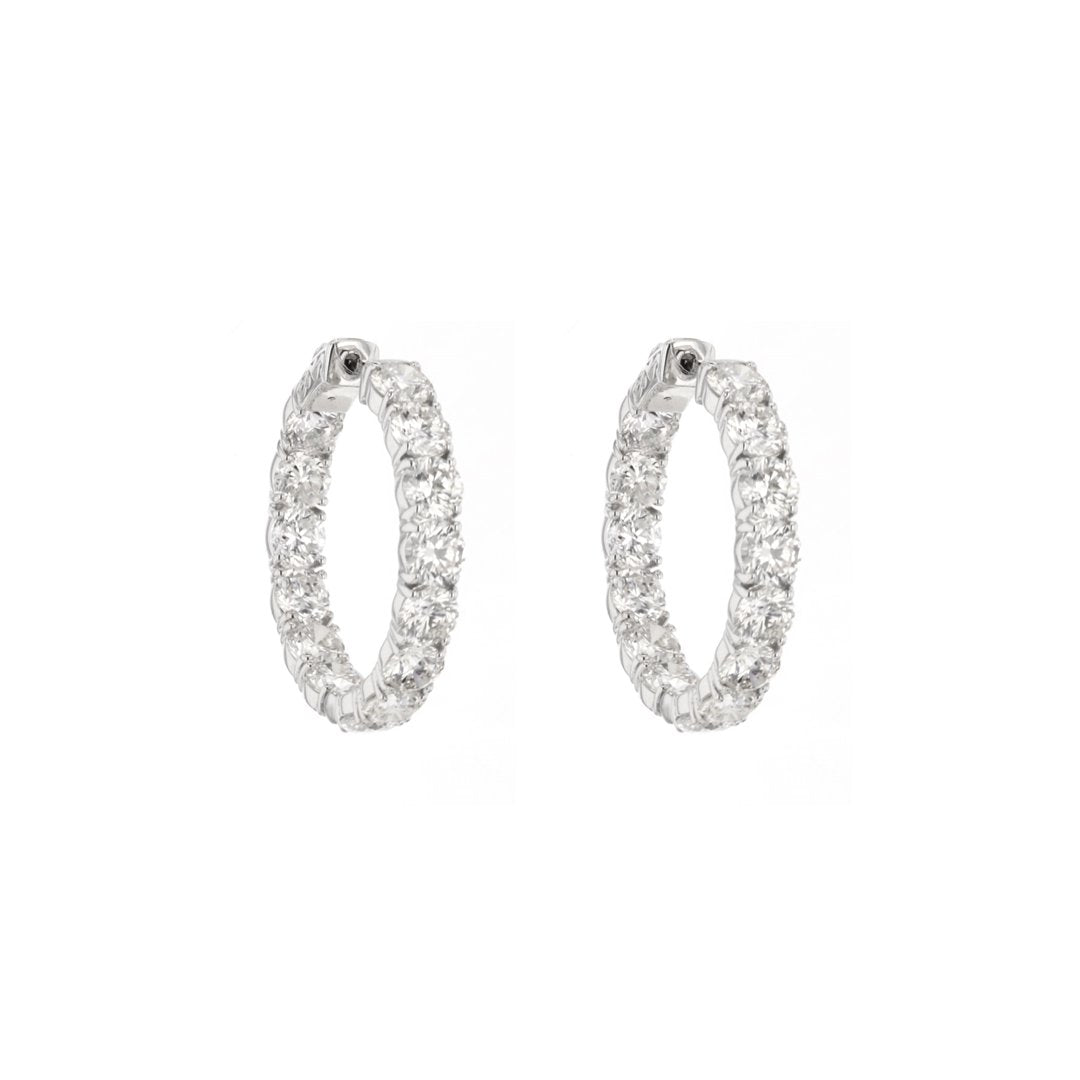 11.25 ctw Diamond 1.25" Inside-Out Hoop Earrings - Continental Diamond