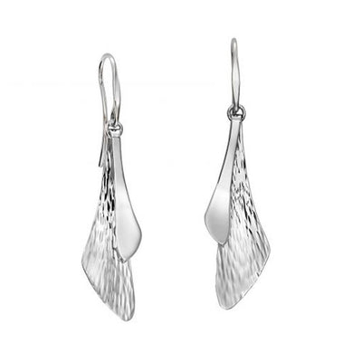 Silver Samara Hammered Drop Earrings - Continental Diamond