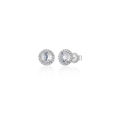 Topaz & Diamond Halo Earrings - Continental Diamond