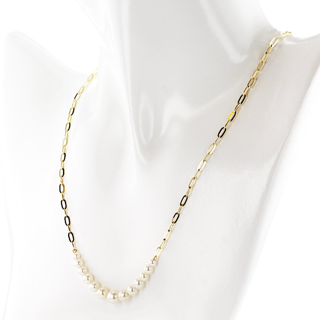 Cultured Pearl Paper Clip Necklace