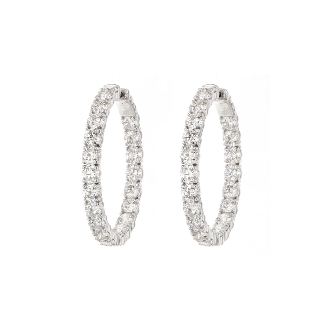 12.78 ctw Diamond 1.5" Inside-Out Hoop Earrings - Continental Diamond