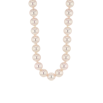 8-8.5MM Salt Water Cultured Pearl Necklace - Continental Diamond