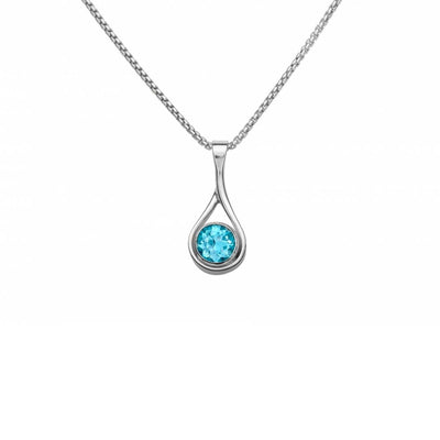 Silver Blue Topaz Pendant Necklace - Continental Diamond