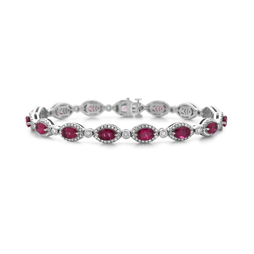 Diamond & Rubelite Eternity Bracelet - Continental Diamond