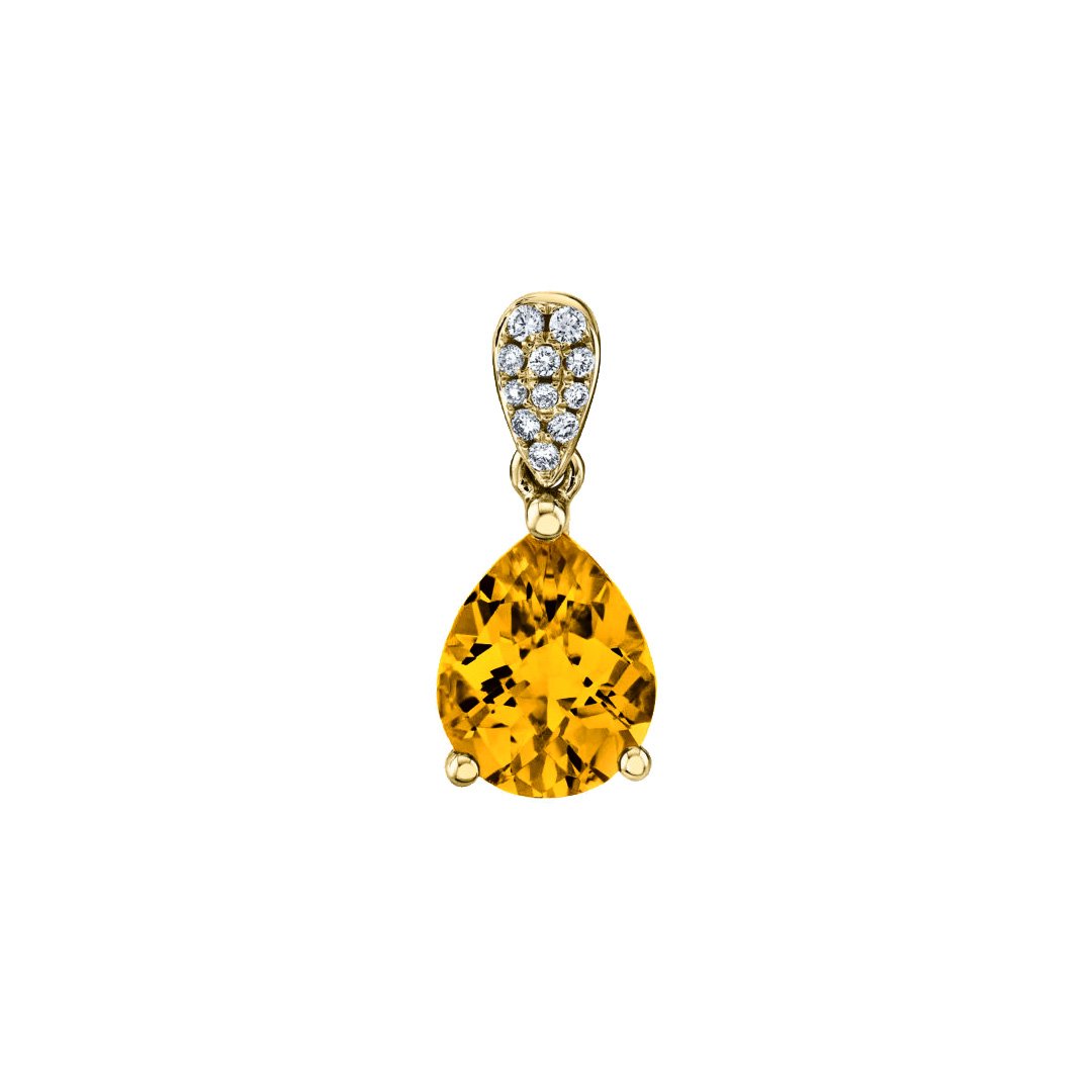 Citrine & Diamond Pendant - Continental Diamond