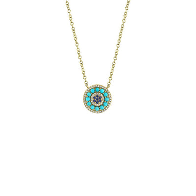 Turquoise, Blue Sapphire & Diamond Necklace