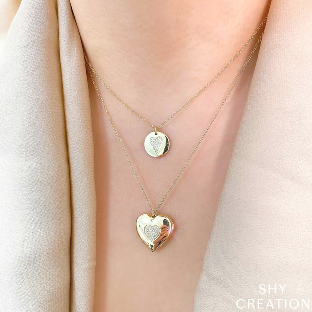 0.10 ctw Diamond Heart Locket Necklaec - Continental Diamond