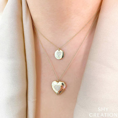 0.10 ctw Diamond Heart Locket Necklaec - Continental Diamond
