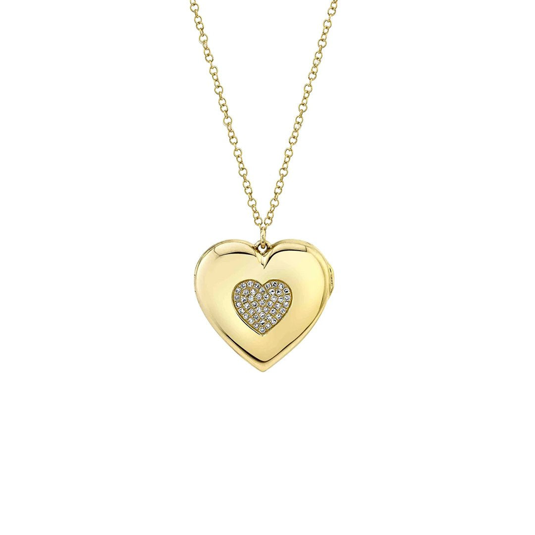 0.10 ctw Diamond Heart Locket Necklaec - Continental Diamond