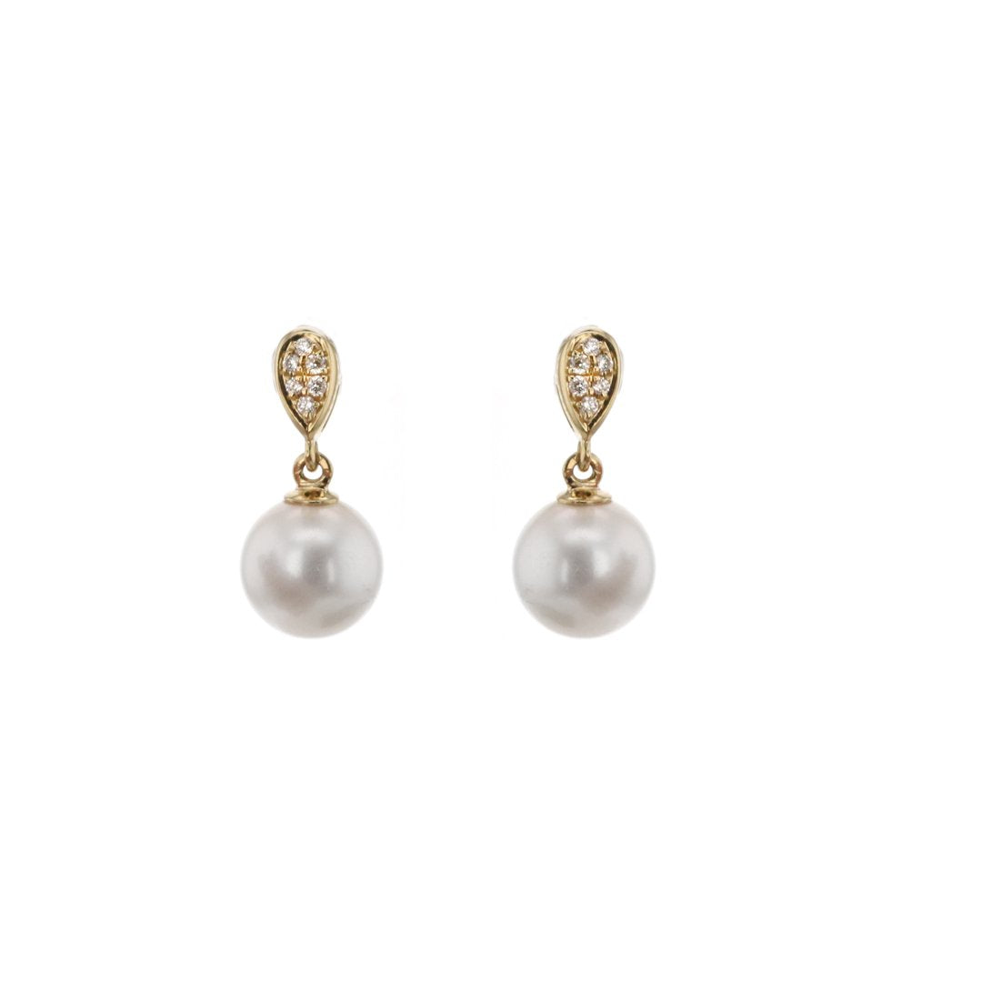 Pearl & Diamond Drop Earrings