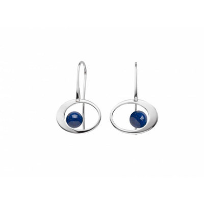 Silver Paper Moon Lapis Drop Earrings - Continental Diamond