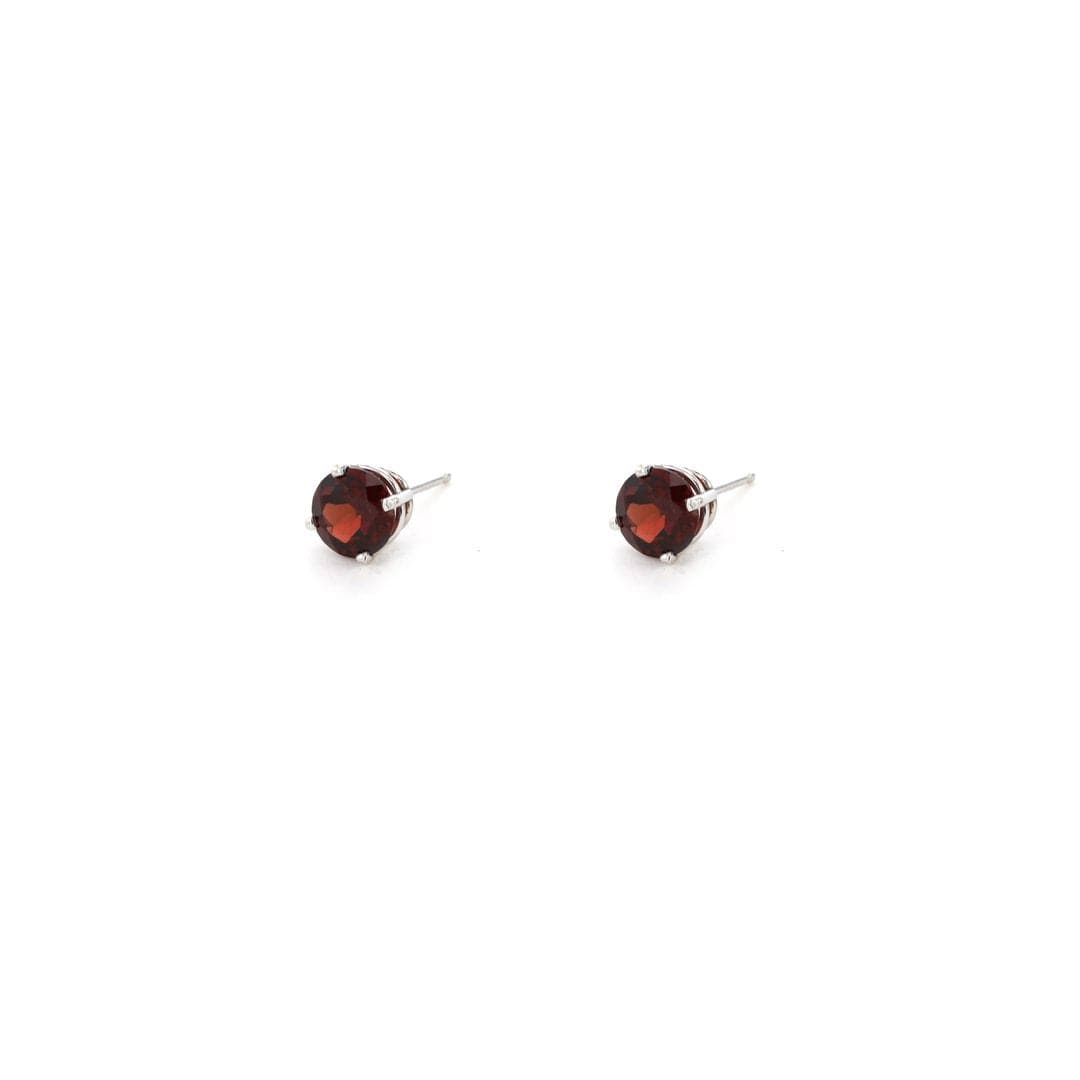 6MM Round Garnet Stud Earrings