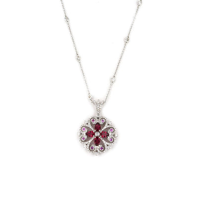 Pink Sapphire, Rubelite & Diamond Pendant - Continental Diamond