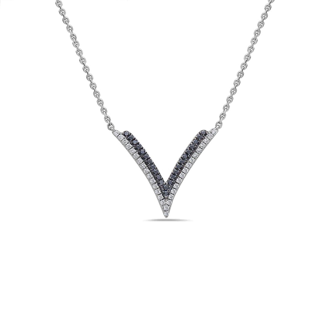 Black & White Diamond V Necklace