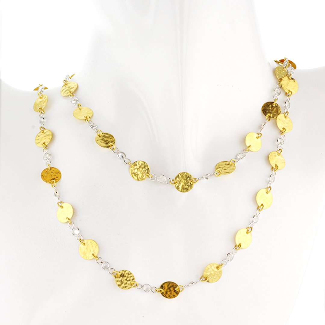 White Sapphire & Round Disc Neckace - Continental Diamond