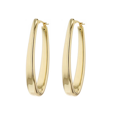 Large Oval Oblong Hoop Earrings - Continental Diamond