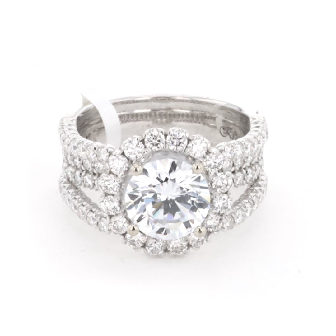 1.66 ctw Diamond Halo Engagement Ring - Continental Diamond