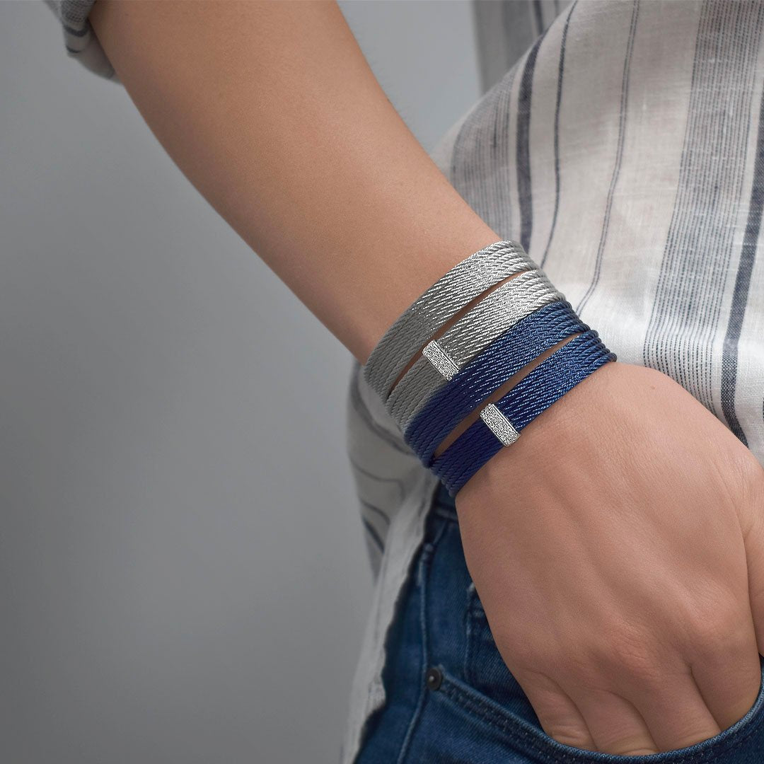 Grey Cable Cuff Bracelet - Continental Diamond