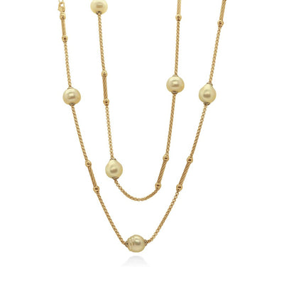 36" Pearl & Cable Necklace - Continental Diamond