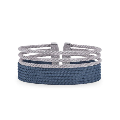 Navy & Grey Cable Cuff Bracelet - Continental Diamond