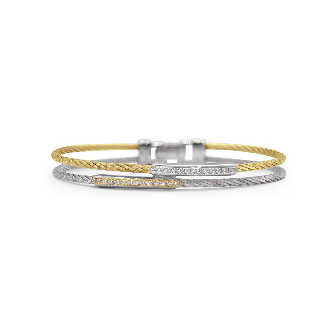 0.23 ctw Diamond Yellow & Grey Cable Bangle Bracelet - Continental Diamond