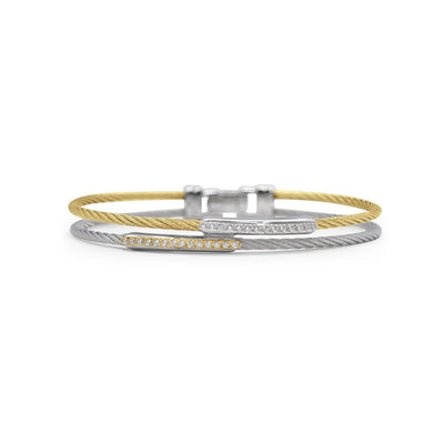 0.23 ctw Diamond Yellow & Grey Cable Bangle Bracelet - Continental Diamond