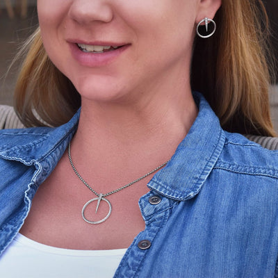 0.05 ctw Diamond Grey Cable Circle Necklace - Continental Diamond