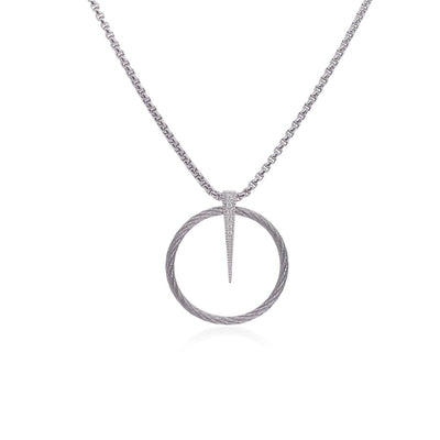 0.05 ctw Diamond Grey Cable Circle Necklace - Continental Diamond