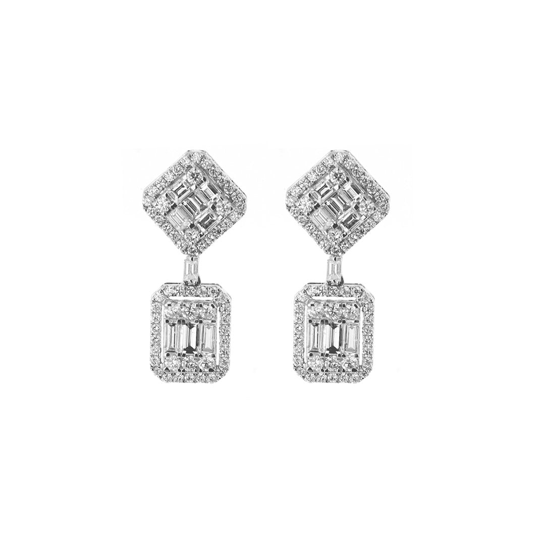 3.98 ctw Diamond Drop Earrings - Continental Diamond
